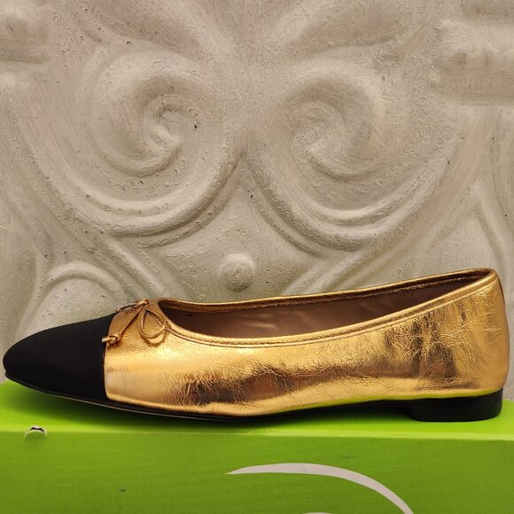 Sam Edelman Leather "Marley" Gold/Black Ballet Flats. NIB. Size 9.5 - Picture 4 of 11